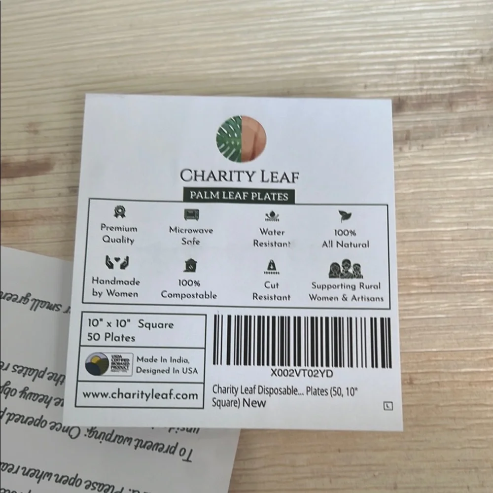 Charity Leaf 10”x10” Disposable Plates - 100% All Natural - 50 Count - Picture 6 of 7